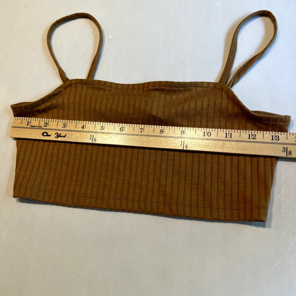 VERO‎ MODA Womens Lucy Rib Crop Top Tobacco Brown size Small - Picture 7 of 10